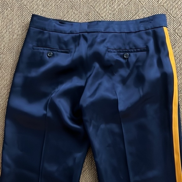 Gucci Heavy Satin Women’s Trousers Navy with Gold Stripe - Picture 7 of 17